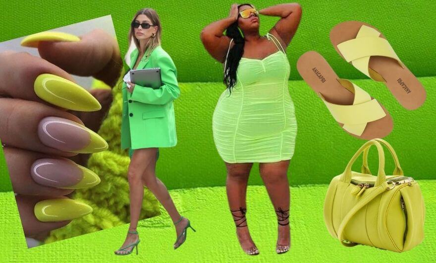 Imagem de mulheres usando look na cor verde lima