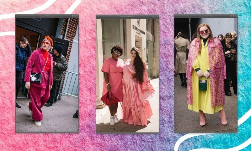 tres fotos lado a lado com tres mulheres usando looks com roupas rosa